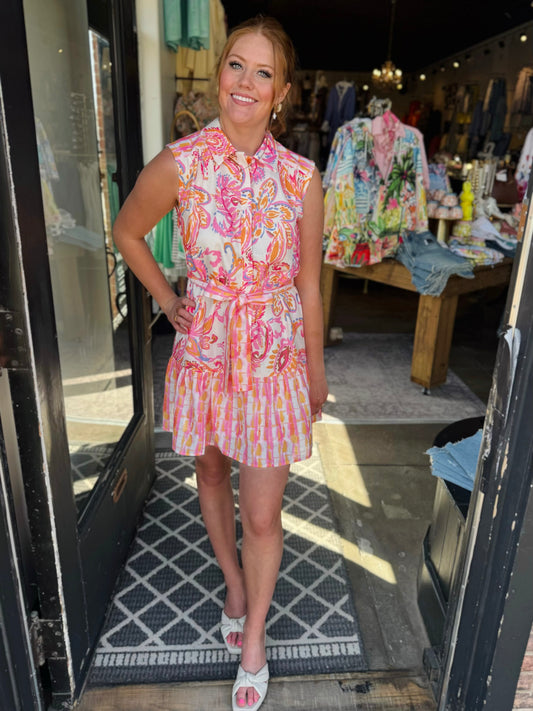 Joy Joy Carnival Paisley Contrast Shirt Dress