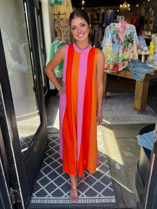 YOU ARE MY SUNSHINE COLORBLOCK MAXI DRESS