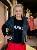 Coco & Carmen Black Brooke Cropped Puffer Vest