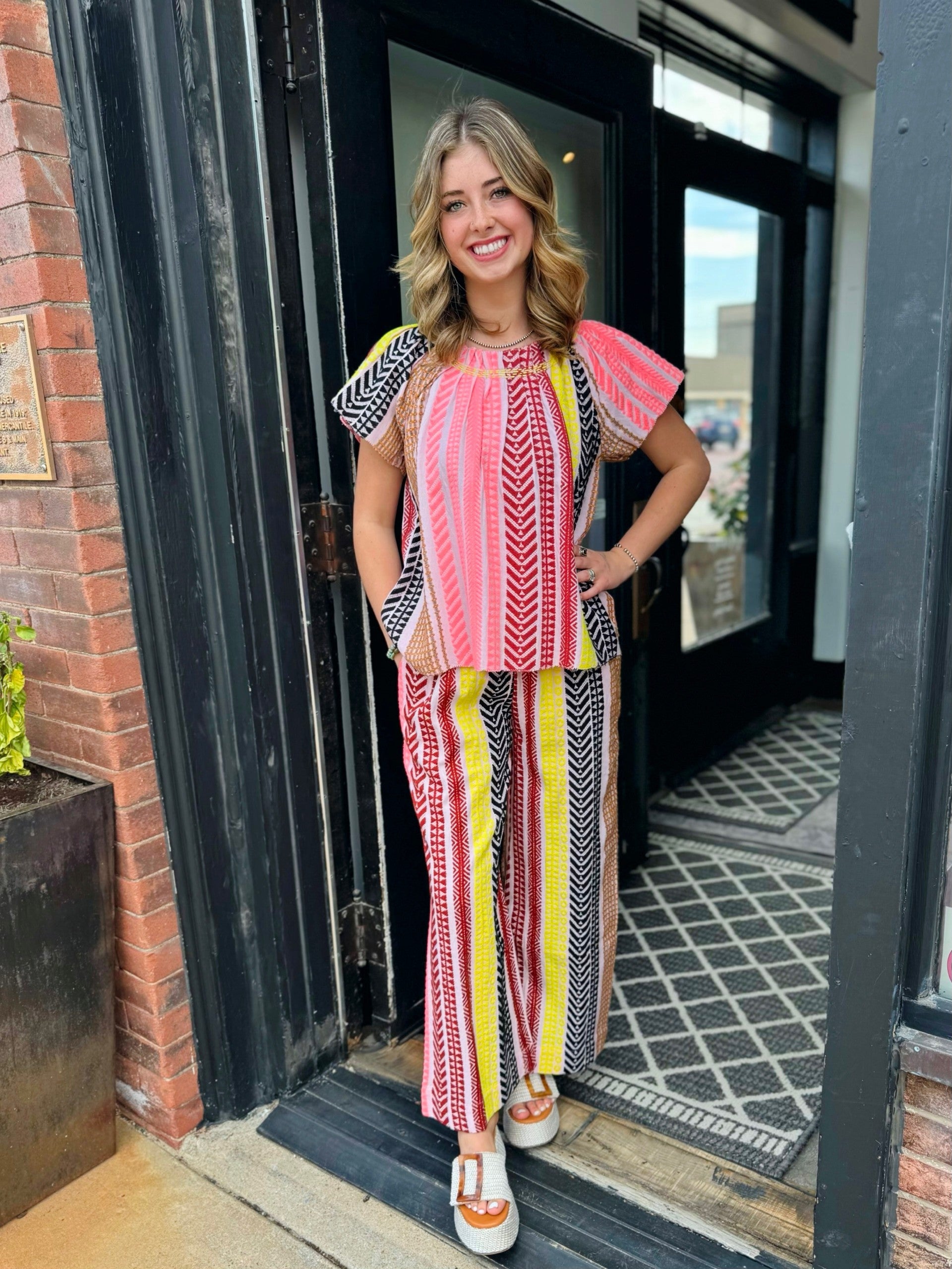 Ivy Jane Multi Tribal Patterned Peasant Top