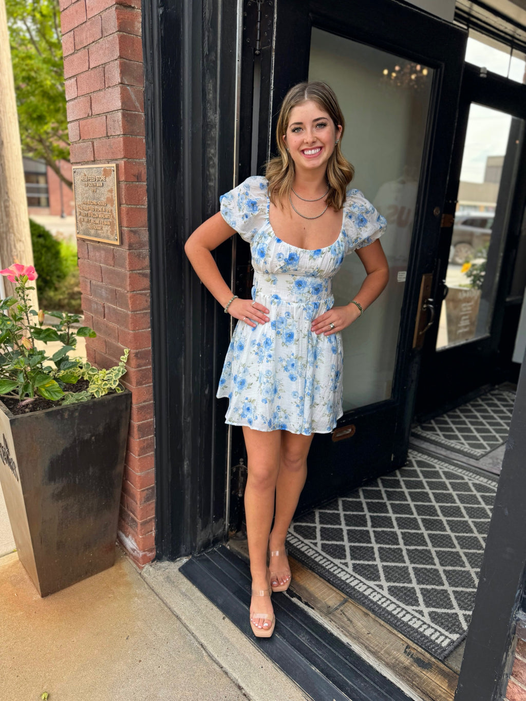 Blue Multi Hey Hun Mini Tie Dress