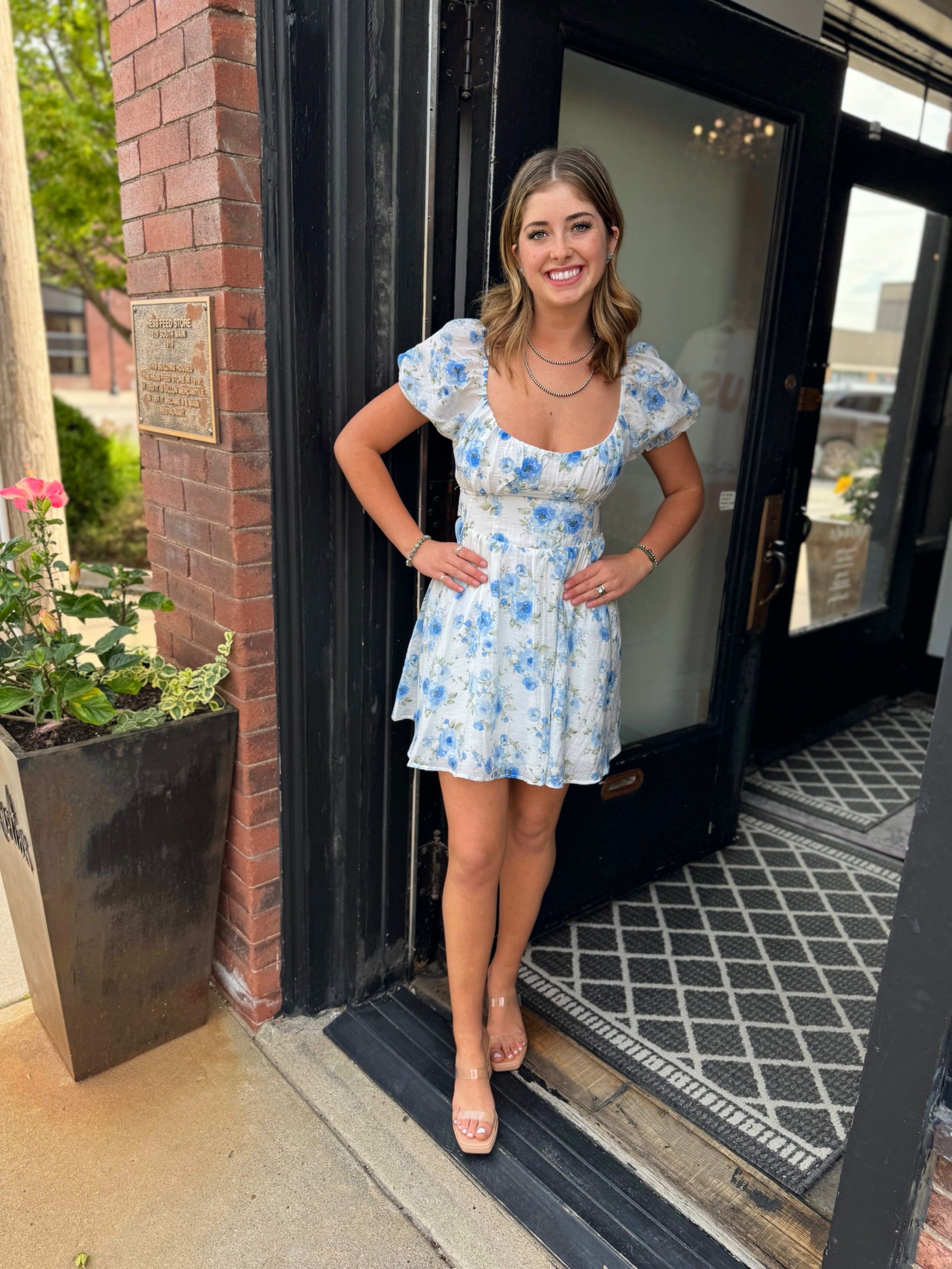 Blue Multi Hey Hun Mini Tie Dress