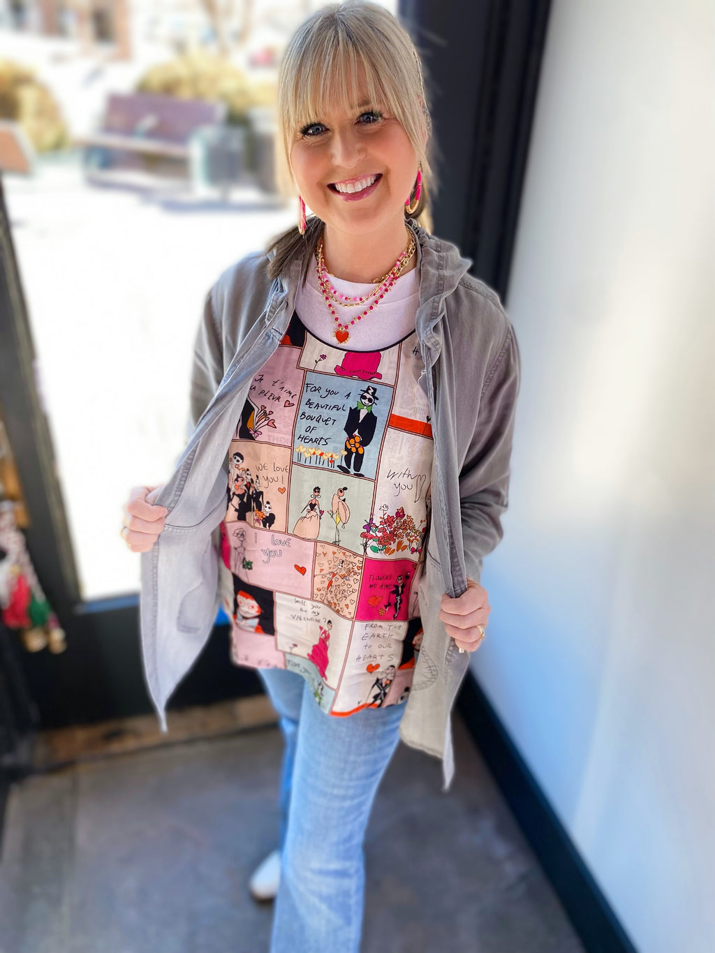 Charlie b comic printed reversible cami