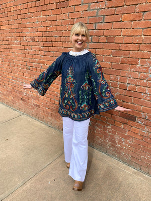 Bailey Boho Emboidered Denim swing tunic