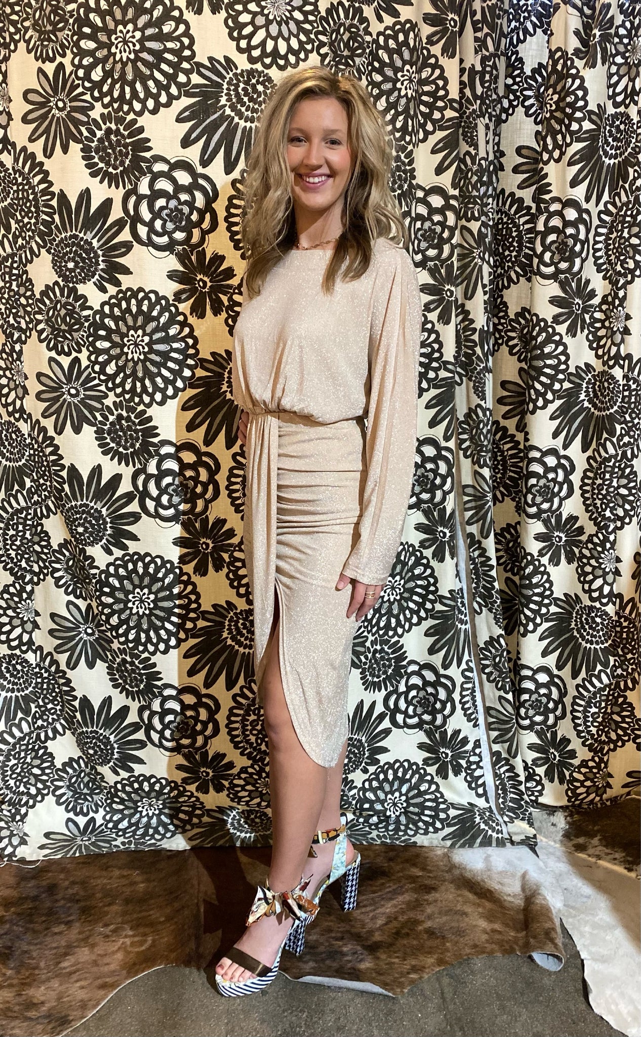 champagne overwrap dress