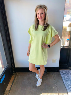 Mud Pie lime tristan ruffle dress 46lm