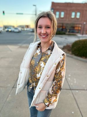 gage colorblock vest cream