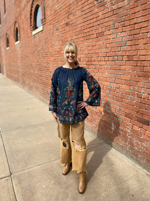 Bailey Boho Emboidered Denim swing tunic