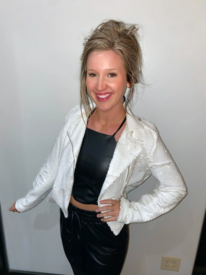 white sequin jacket