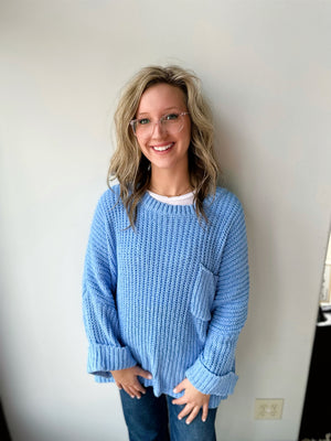 sky blue oversized sweater